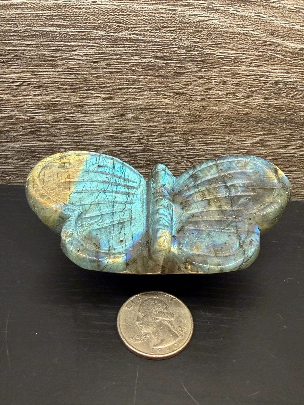 Handcrafted Labradorite Butterfly Sculpture Super Flashy